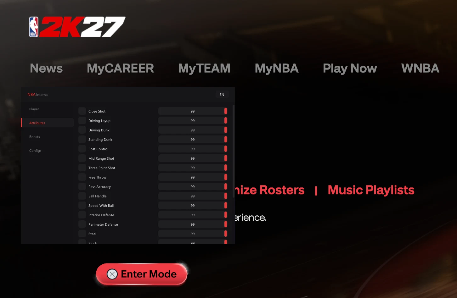 NBA 2K27 cheat extra menu with reputation and season level
